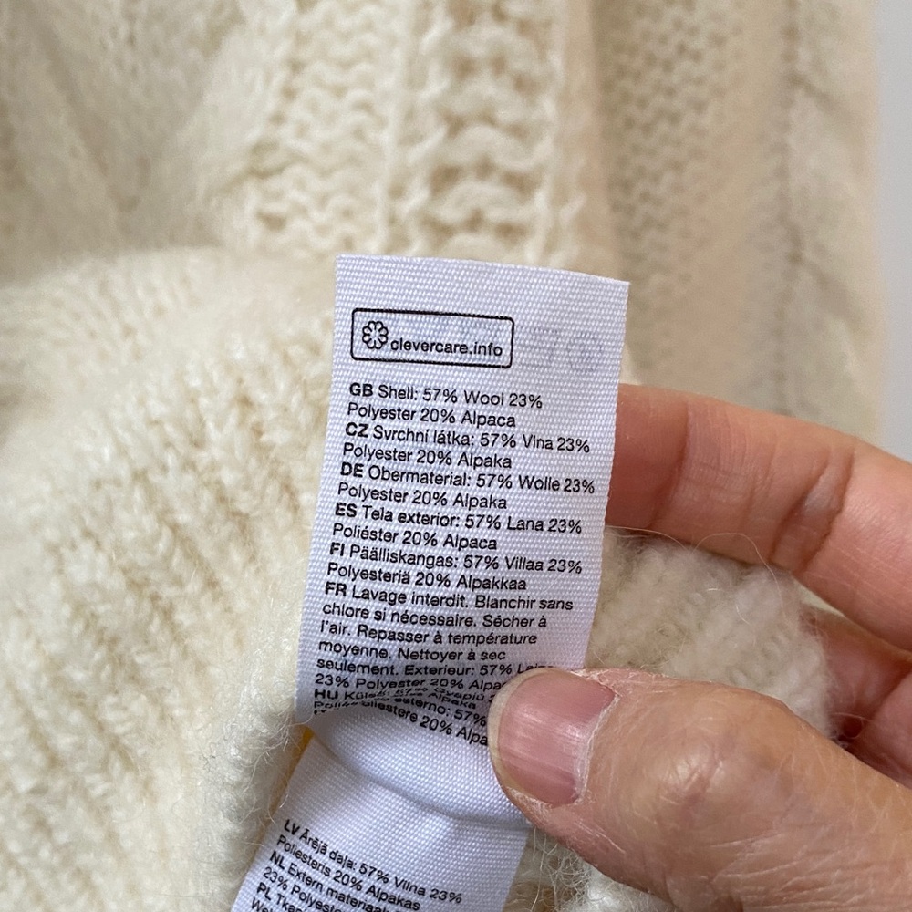 & Other Stories Cream Cable Knit Cardigan XS - Picture 4 of 8